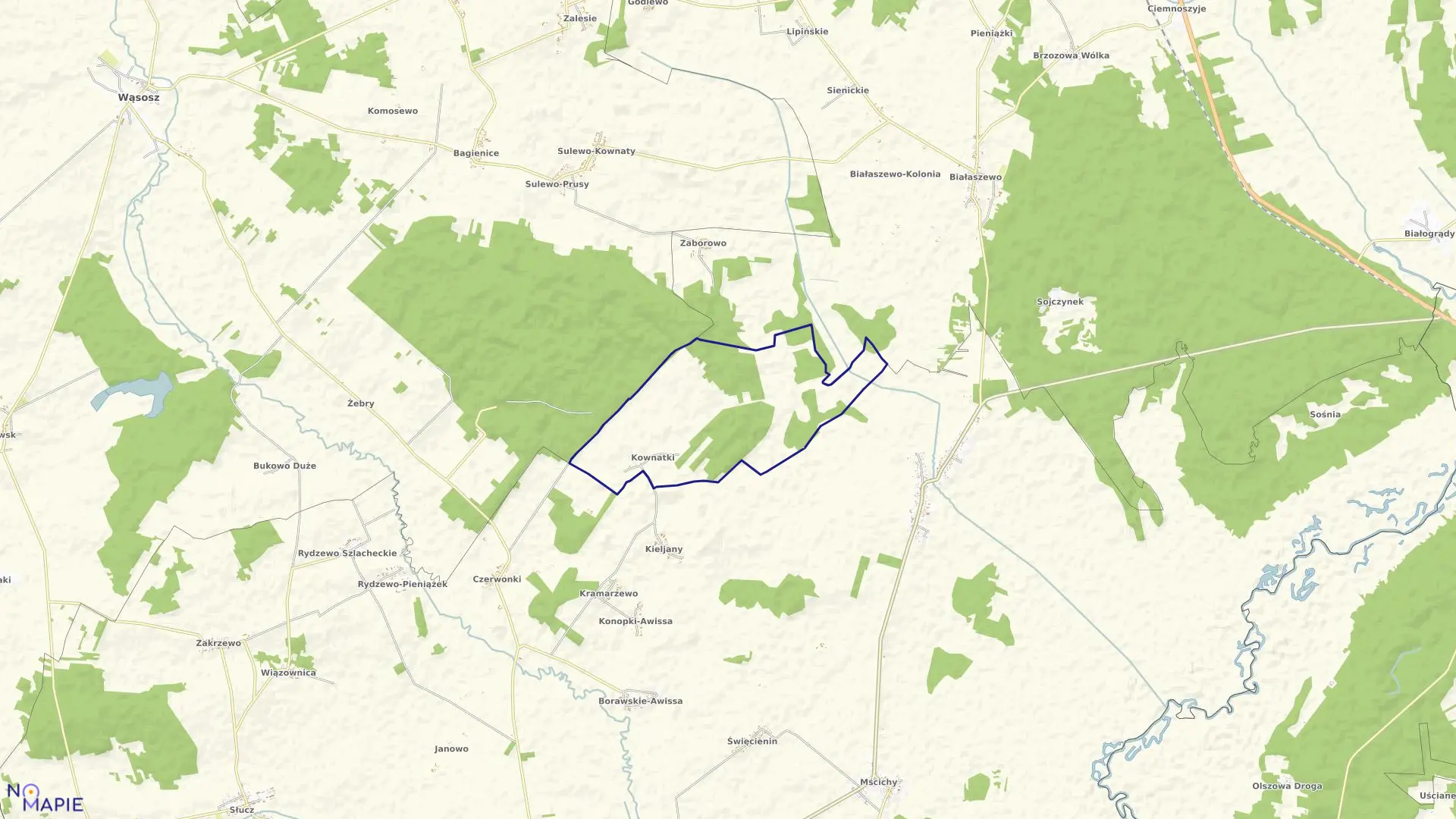 Mapa obrębu KOWNATKI w gminie Radziłów