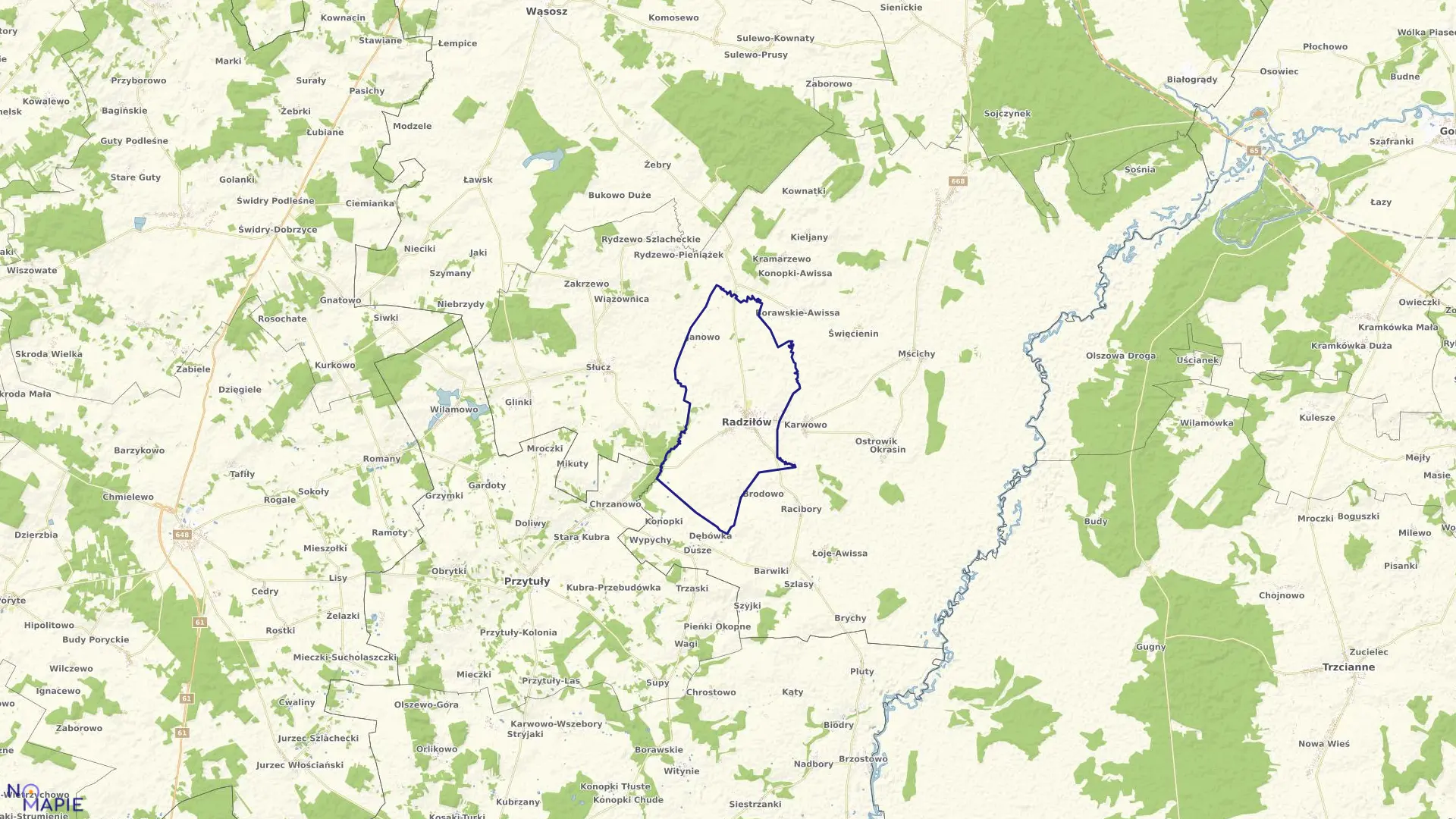 Mapa obrębu RADZIŁÓW w gminie Radziłów